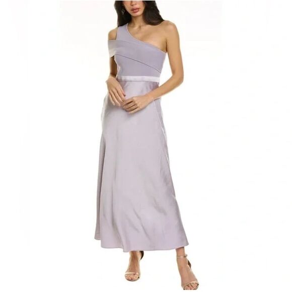 Ted Baker Ivena Lilac Asymmetric knit bodice Dress With Satin Silk Women Sz3 NWT - Picture 1 of 16